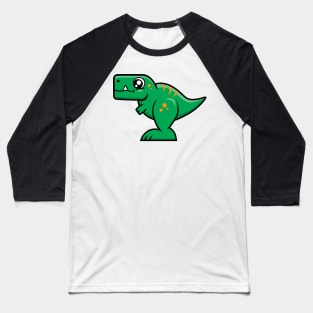 T-Rex Dinosaur (Green and Orange) Baseball T-Shirt